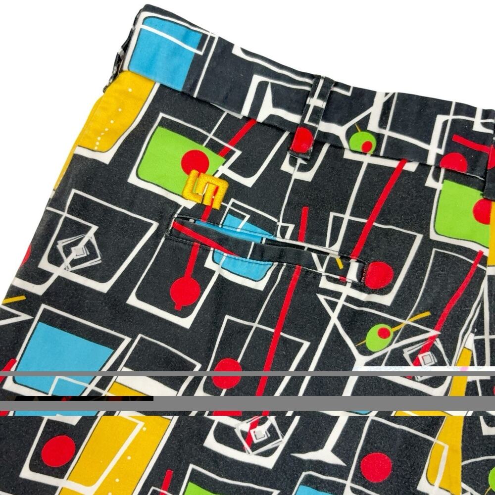 LoudMouth Golf Shorts Men Size 36 Cocktails Martini Black Inseam 10" Colorful